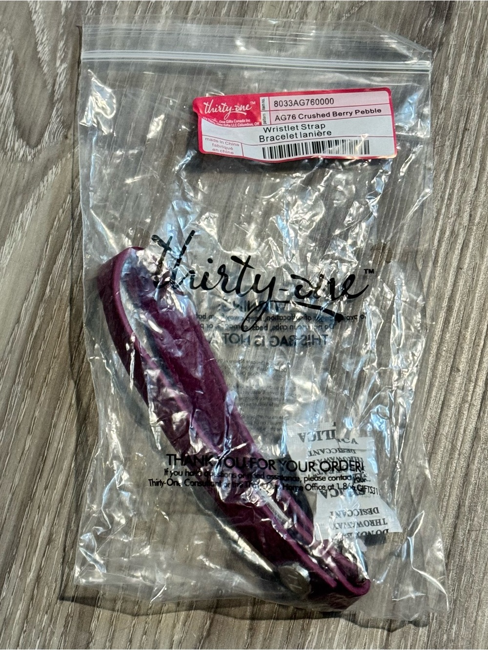Thirty-One Wristlet Strap in Crushed Berry Pebble